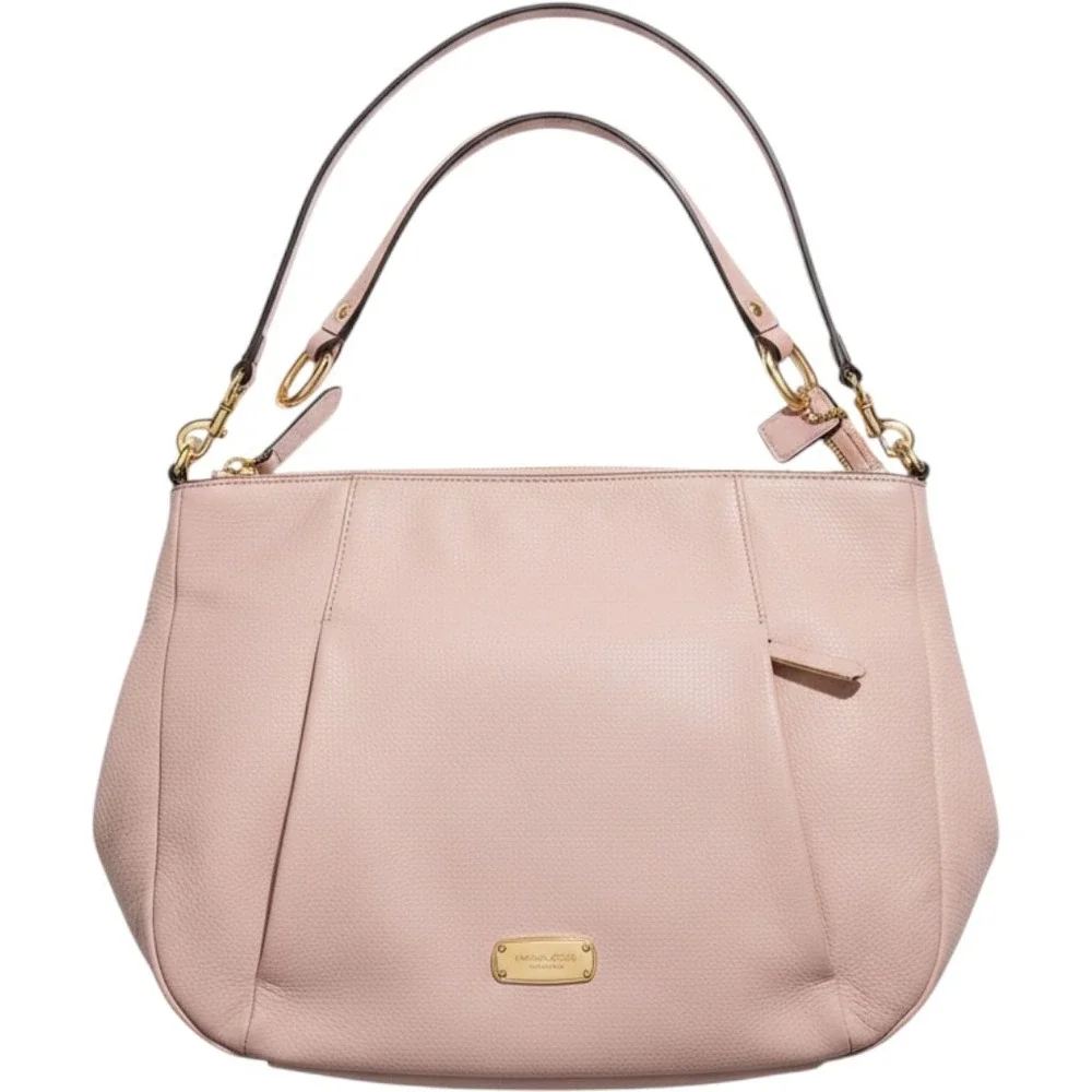 Hobo Bag Michael Kors Pebbled Leather Gold Hardware Womens Pink 35S6GEQL3L